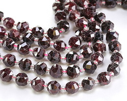 Garnet Microfaceted Round Nugget 7x8mm