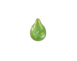 Czech Glass Green Opal w/ Gold Teardrop 10x14mm