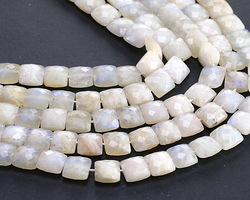 Sunset Blue Moonstone Microfaceted Square 8mm