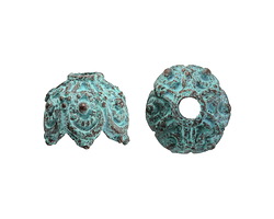 Mykonos Copper (plated) Blue Patina Beaded Chandelier Bead Cap 11x14mm