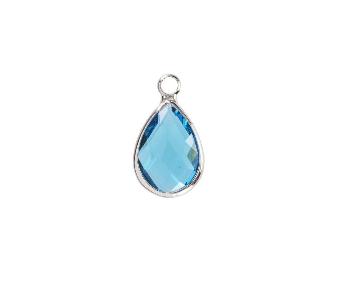 Capri Crystal Teardrop in Silver Finish Bezel 10.5x18mm