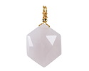 Blue Rose Quartz w/ Gold Finish Faceted Hexagon Wire Wrapped Pendant 20x25mm