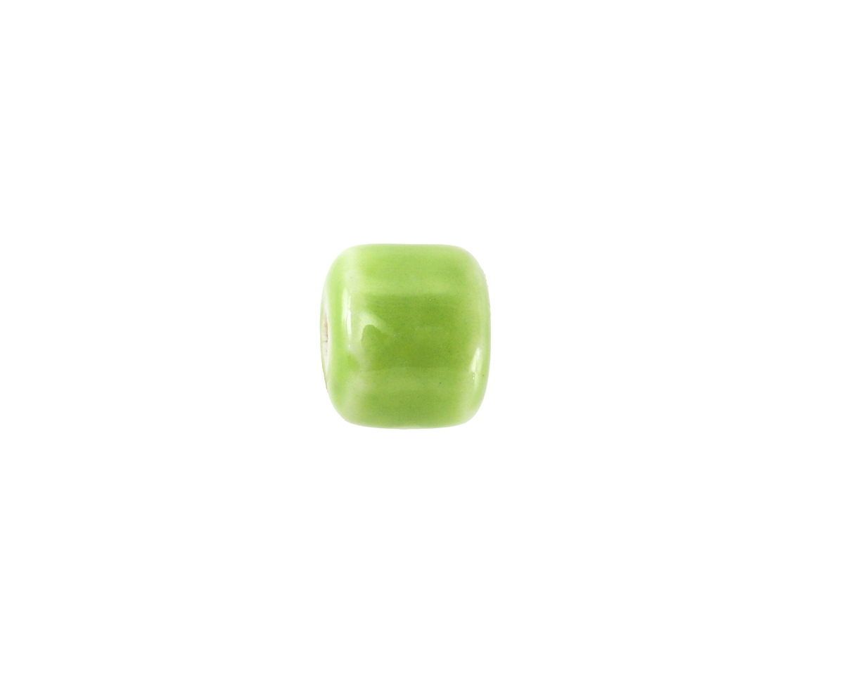 Spring Green Porcelain Barrel 9x10mm