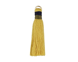 Goldenrod w/ Olive and Navy Binding & Jump Ring Thread Tassel 41mm