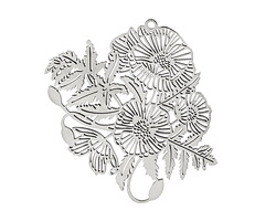 Stainless Steel Poppy Bouquet Focal 35x31mm
