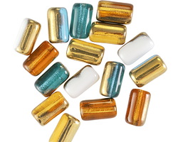 Czech Glass Sunny Coast Mix w/ Gold Tube 9x5mm