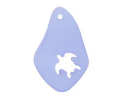 Light Sapphire Beach-Style Glass w/ Carved Sea Turtle Freeform Drop 20x32mm
