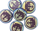 Czech Glass Laser Etched Shiba Inu on Jet AB Coin 17mm