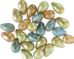Czech Glass Vintage Mix Picasso Teardrop 6x9mm