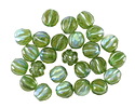 Czech Glass Matte Peridot AB w/ Metallic Green Faceted Melon Round 6mm