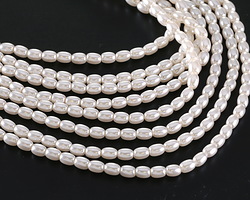 Pearly White Glass Pearl Rice 3x4mm