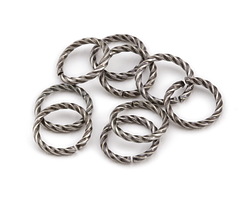 Antique Silver (plated) Twisted Jump Ring 10mm