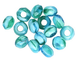 Czech Glass Caribbean Waters Large Hole Fire Polished Rondelle 5x9mm