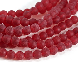 Cherry Red Beach-Style Glass Round 8mm