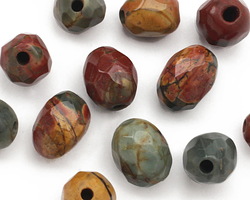 Red Creek Jasper Faceted Nugget (Large Hole) 14-16x10-12mm
