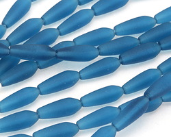 Peacock Blue Beach-Style Glass Teardrop 18x6mm