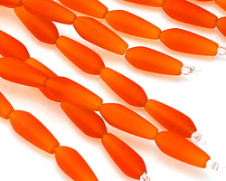 Tangerine Beach-Style Glass Teardrop 18x6mm