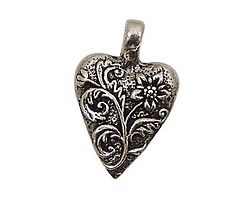 Green Girl Pewter Floral Heart 20x30mm