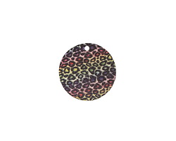 Rainbow Leopard Etched & Printed Gold Finish Coin Focal 20mm