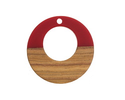 Walnut Wood & Cherry Resin Off-Center Hoop Focal 28mm