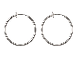 Stainless Steel Endless Hoop Clip-on Earwire 25mm