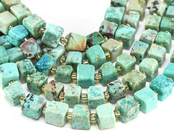 Peruvian Turquoise Irregular Cube 6-8mm