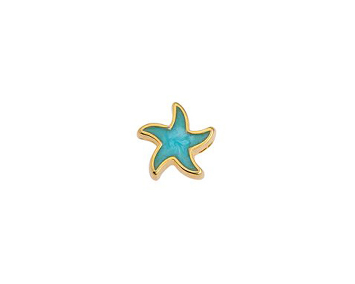 24K Gold (plated) Turquoise Pearl Enamel Starfish Bead 10mm