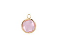 Rose Pink Crystal Round Drop in Gold Finish Bezel 12.8x16.5mm