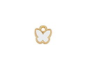 24K Gold (plated) White Enamel Butterfly Focal 9x9.5mm