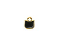 24K Gold (plated) Black Enamel Cat Head Focal 8x9mm