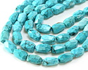 Turquoise Blue Magnesite Microfaceted Long Nugget 9x14mm