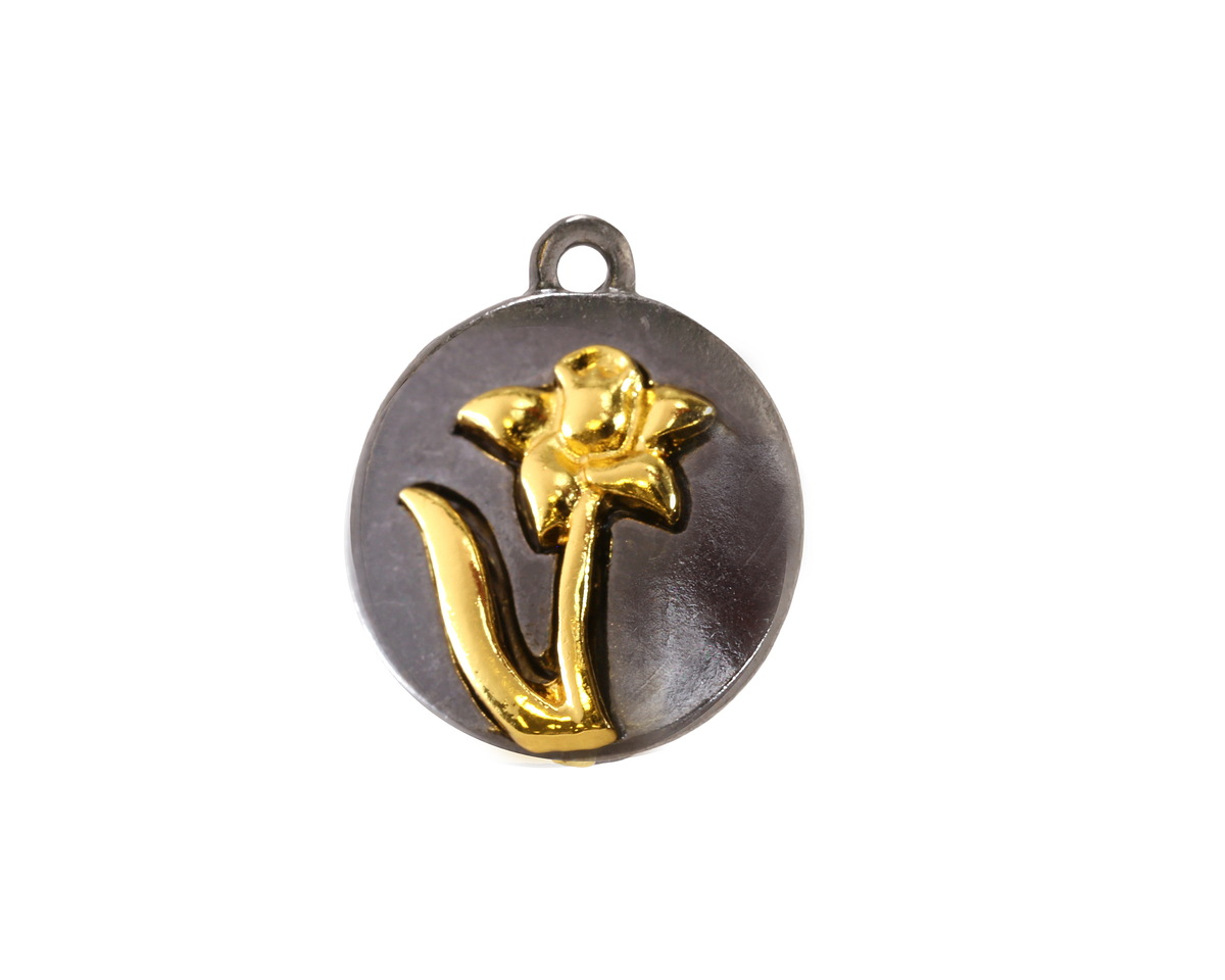 Daffodil Two-Toned Gunmetal & Gold Finish Round Focal 17.5x20.5mm
