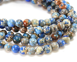 Blues Multi Impression Jasper Round 8mm