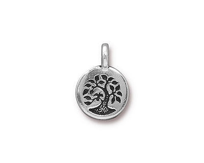 TierraCast Antique Silver (plated) Bird In A Tree Charm 12x17mm