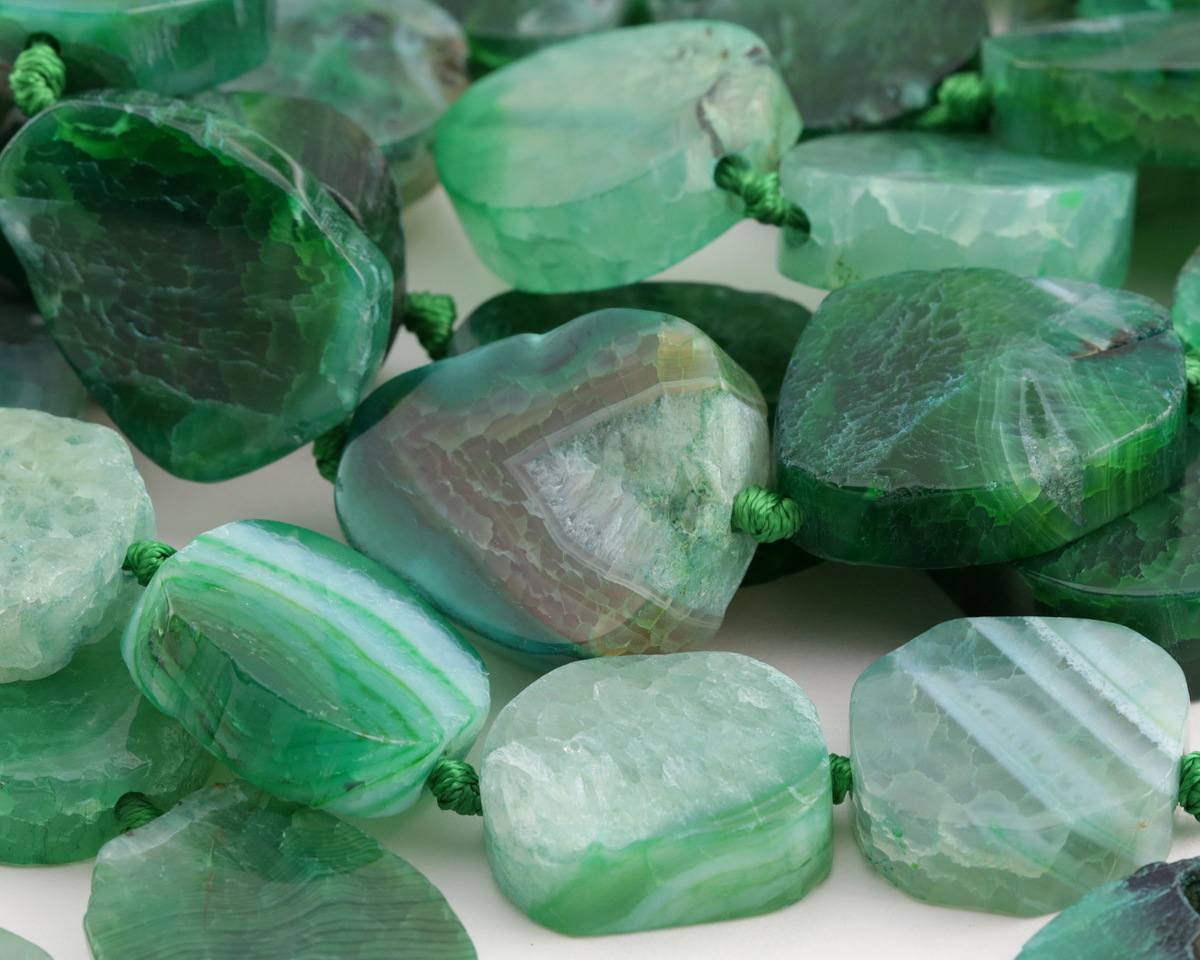 Green Agate Freeform Slice 27-40x18-30mm