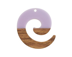 Walnut Wood & Lavender Resin Koru Focal 36x37mm