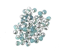 Czech Glass Turquoise Opal w/ Silver Finish Fire Polished Round 3mm