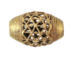 African Brass (Ghana) Large Lattice Rice 40-42x23-27mm