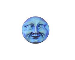 Czech Glass Matte Jet AB Moon Face Button 17mm