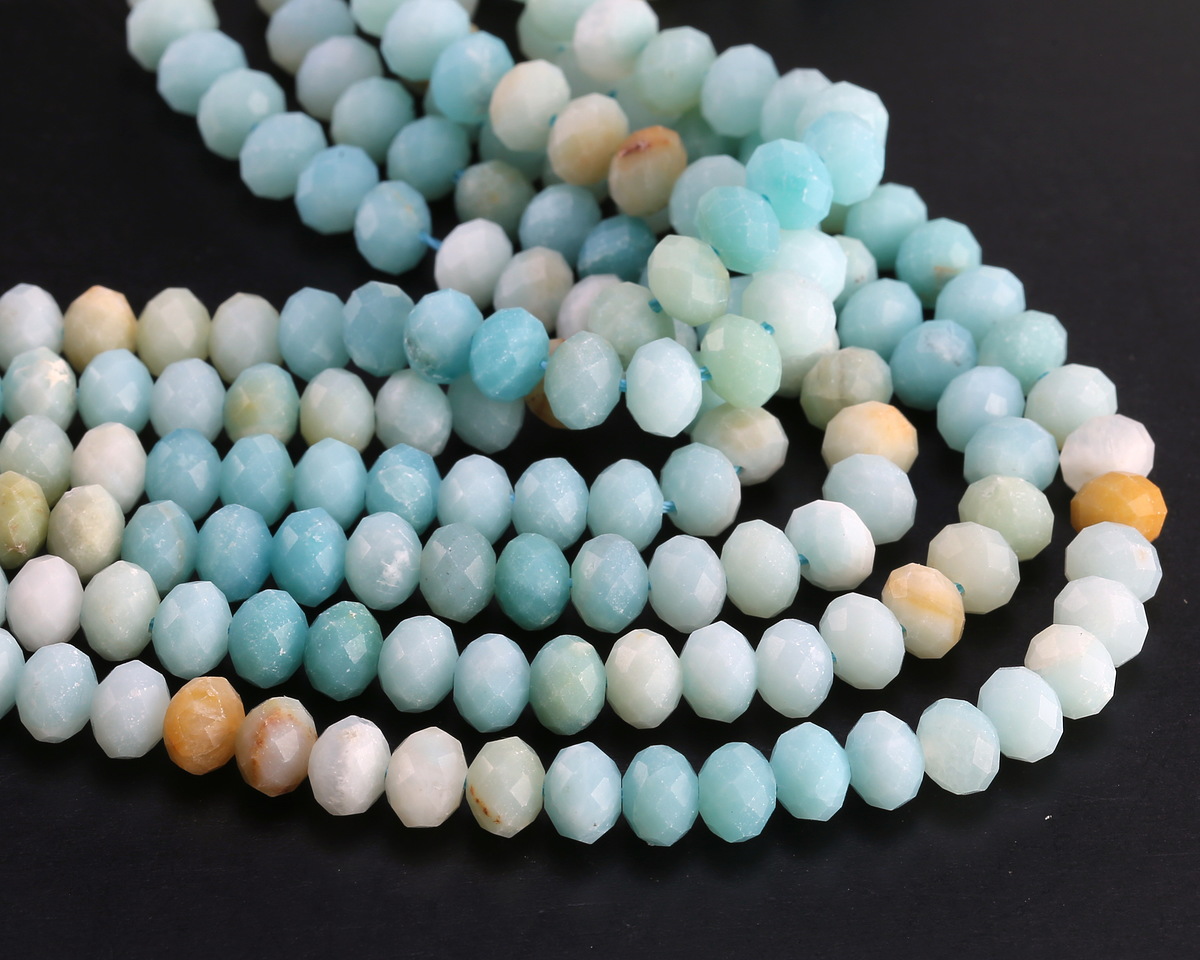 Black Gold Amazonite (Matte - Ombré) Faceted Rondelle 4x6mm