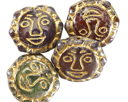 Czech Glass Harvest Opals Picasso Mix w/ Gold Sun Face 18mm