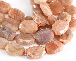 Peach Moonstone Microfaceted Flat Slab 13x9mm