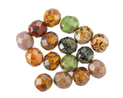 Czech Glass Opaque Multi Color Mix Picasso Fire Polished Round 8mm