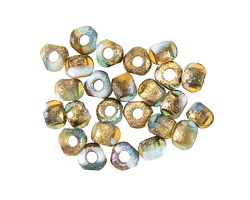 Czech Glass Sunny Coast w/ Textured Gold AB Trica Beads 4x5mm