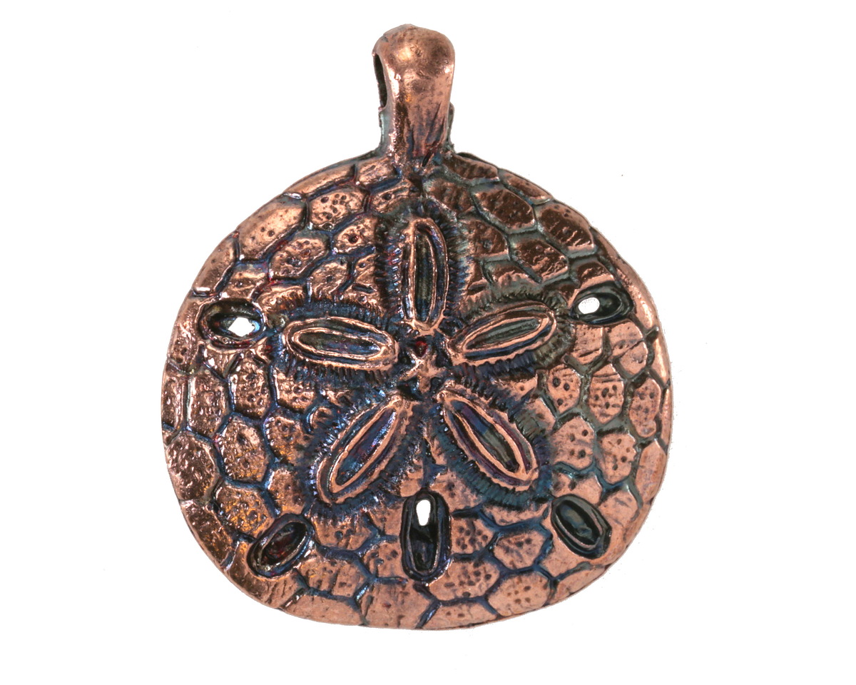 Mykonos Antique Copper (plated) Large Sand Dollar Focal 36x31mm