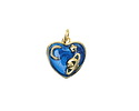 18k Gold (plated) Blue Pearl Enamel Celestial Heart Focal 13x14mm
