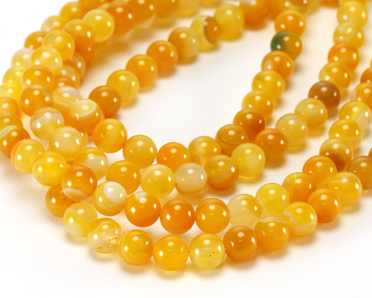 Yellow Line Agate Round 8mm