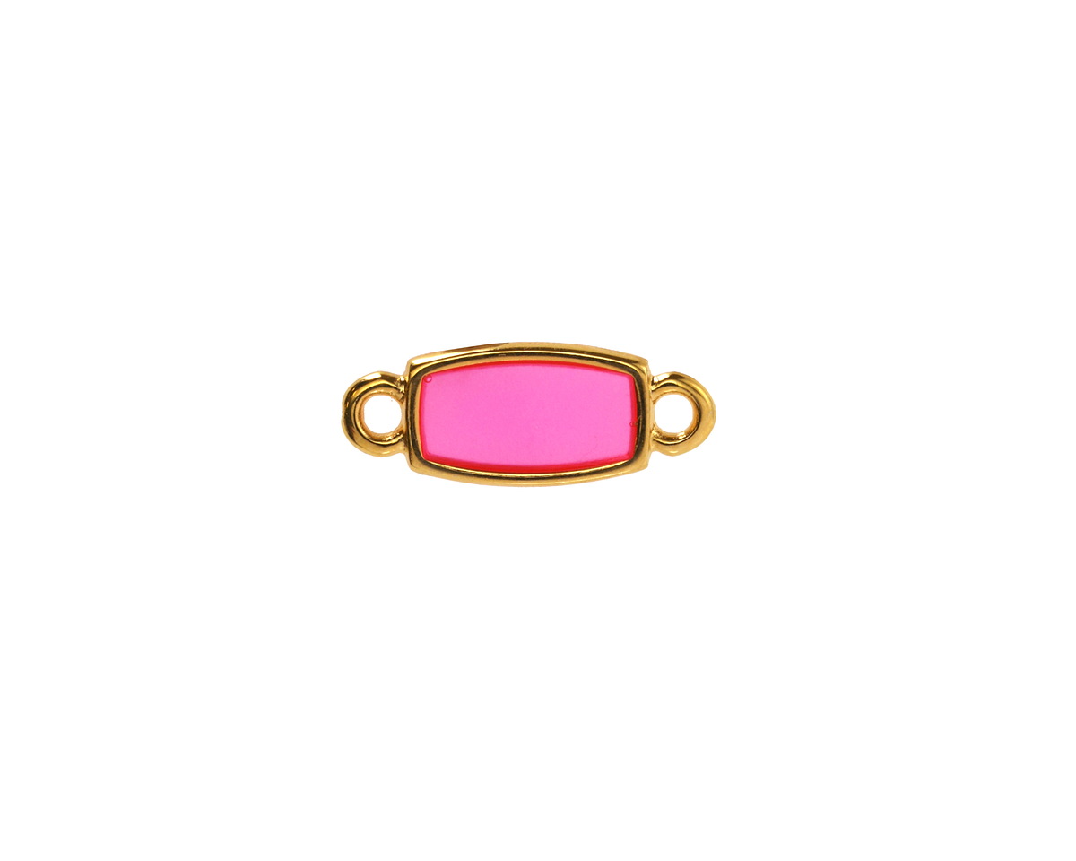 24K Gold (Plated) Transparent Paradise Pink Resin Rectangle Focal Link 16x6mm