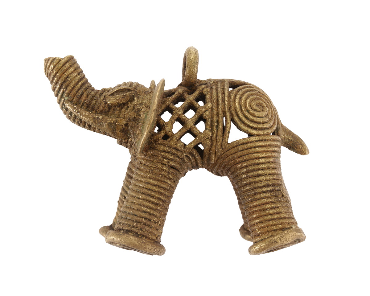 African Brass (Baule Tribe, Ivory Coast) Elephant Focal 48x62mm