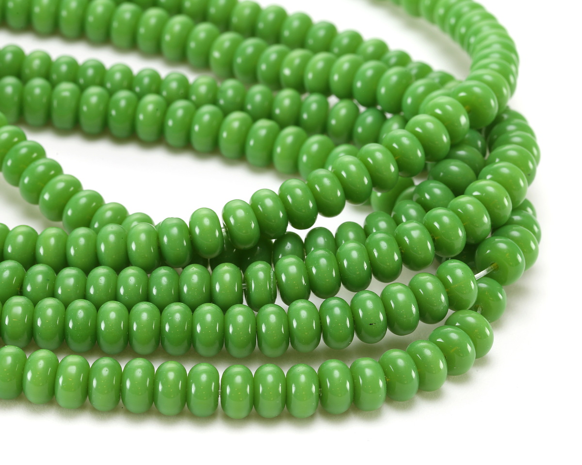 Apple Green Glass Rondelle 5x8mm